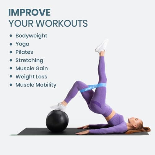 OMNIA Resistance Bands Set for Home Workouts – Durable Exercise Bands for Strength Training, Yoga, Pilates, Physio – 5 Resistance Levels – Unisex Fitness Bands (Blue) — view 3