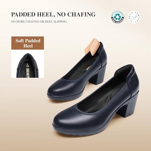 DREAM PAIRS Women's Chunky Closed Toe Low Block Heels Work Pumps Comfortable Round Toe Dress Wedding Shoes,SDPU2230W,Navy Blue,Size 8 US/6 UK — view 5