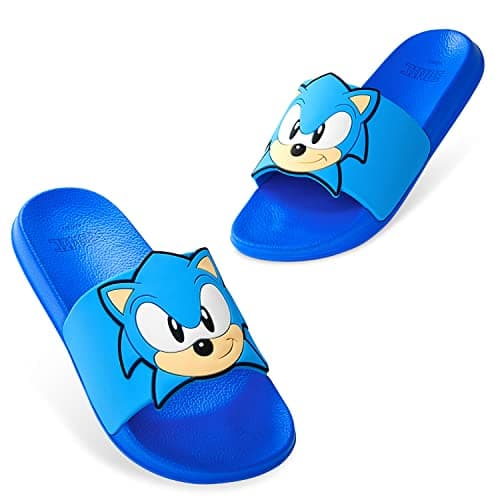Get Trend SONIC THE HEDGEHOG Sliders for Boys Non Slip Shower Beach Pool Shoes for Holiday Travel Gamer Summer Slippers (Blue, 10 UK)