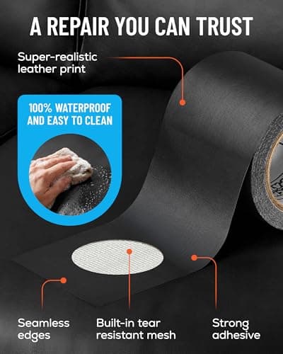 MATCH 'N PATCH Leather Repair Tape - Black (4.5 m x 5.7 cm roll) Self Adhesive Leather Patch with Printed Leather Pattern for Sofas, Chairs & Vinyl - Fix Rips & Scratches, Crafts & DIY — view 6