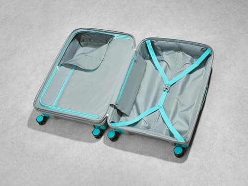 Rock Tulum Medium 63/71L Expandable Hard Shell Suitcase - Grey/Aqua — view 3