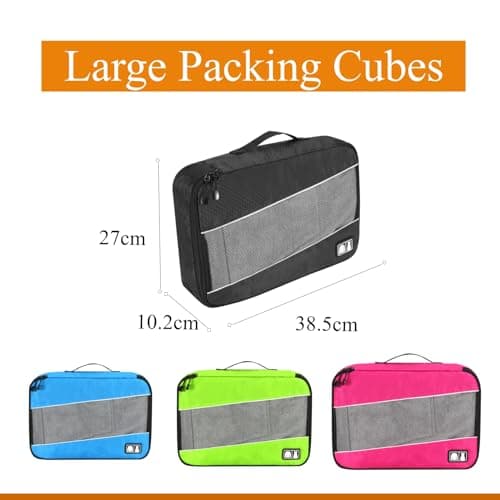Packing Cubes for Suitcases,SWEDOU 4pcs Large Packing Cubes Luggage Carry-On Suitcase Oragniser Bags for Travel Waterproof Storage Bag for Clothes (4color) — view 2