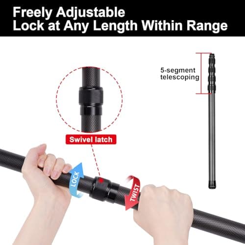 Tent Pole Carbon Fiber, Telescopic Tarp Poles 2.1M, Camping Adjustable Tarp Poles, Extendable Tent Poles 58-210cm, Awning Poles for Camping, Backpacking, Hiking, Canopy & Outdoor Shelter(Set of 2) — view 4