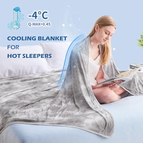 EMME Cooling Throw Blanket for Summer, Q-Max >0.45 Night Sweats 152x203cm, Throw Blanket Thin, Keep Cooling Breathable Summer Blanket, Double Bed, Sofa,Chair, Watercolor Grey — view 5