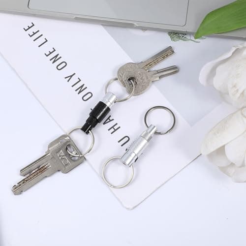 Psiriol 2 Pack Quick Release Keychain for Men, Detachable Key Ring Disconnect Keychain with 2 Split Rings, Metal Safety Keychains Heavy Duty Car Key Holder for Car Purse Bag Accessories — view 3