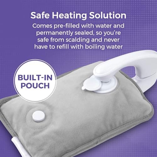 Carmen Rechargeable Hot Water Bottle, Soft Touch Fleece Cover, Hand Warmer, Automatic Temperature Control, Grey, H x 17cm W x 24cm, C85043GRY — view 3