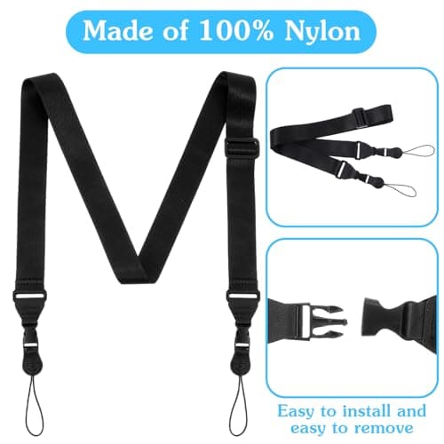 Larrel Adjustable Shoulder Strap, Comfortable Nylon Neck Strap, Black Neck Lanyard for Camera, Tablet, Binocular, Cellphone, Crossbody, Laptop, Luggage Bag — view 6