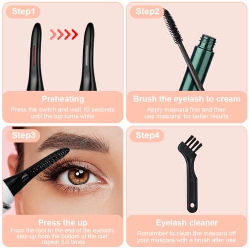 LOPHE Heated Eyelash Curler, 4-Temperature Settings with Fast Heating, USB Rechargeable Automatic Shut-Off Safety, Travel-Friendly Lash Curling Tool for Home & Travel, Black — view 6