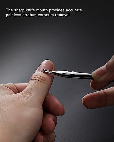 FERYES Cuticle Pusher with Fork, 2-in-1 Cuticle Trimmer Nail Care Tool, Stainless Steel Cuticle Remover Tool for Manicures and Pedicures - Silver — view 4