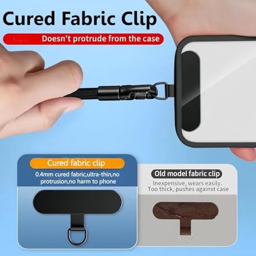 Phone Lanyard,Phone Wrist Strap,Anti Theft Phone Strap,Adjustable Pho/ne Chain,Anti-Lost Lanyard for Mobile Pho/nes Cameras Keys Bags,Cellphone Lan/yard with Tether Tab for Most Pho/ne Case（BLACK） — view 2
