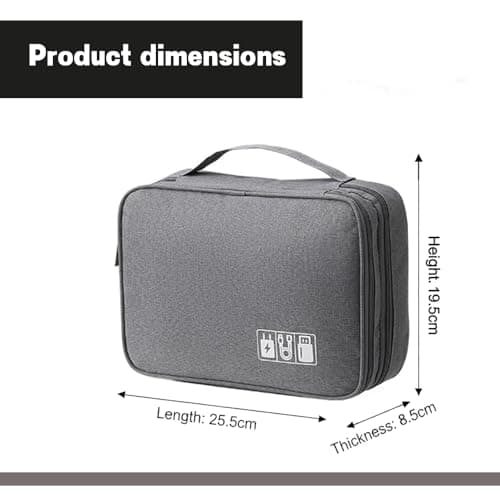 Waterproof Electronic Accessories Bag，for Charging Cables、Power Bank, Grey — view 2