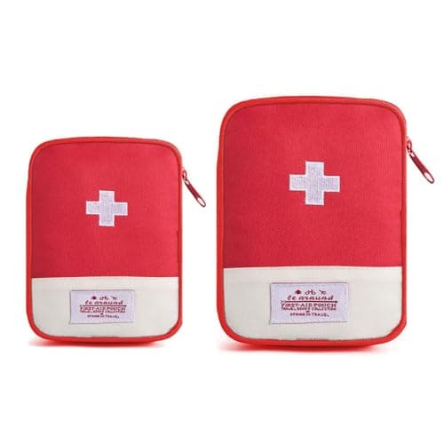 Travel Mini First Aid Pouch, 2 Pack Portable Mini First Aid Kit Storage Bag for Medicine Boxes, Reusable Medical Kits Empty Rescue Bag for Sports Camping Hiking Outdoor Activities Emergencymini