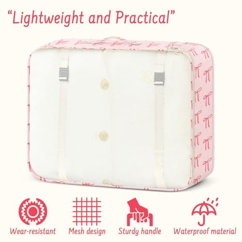 10PCS Packing Cubes for Suitcases, Travel Organiser Packing Bags for Clothes Shoes Toiletries Travel Luggage Organizers Storage Bags (Pink bow) — view 5