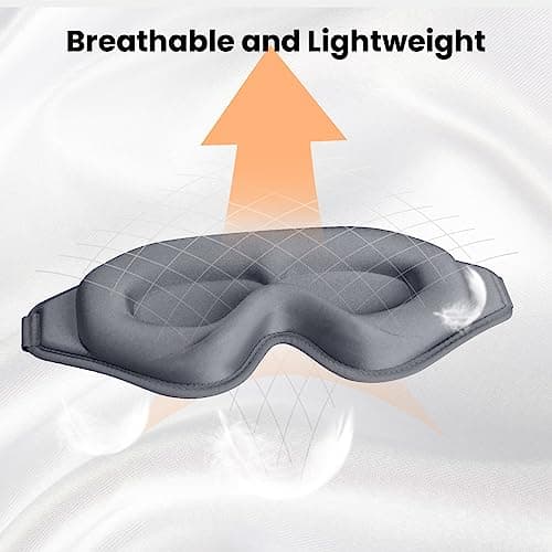 SUSNUAN Eye Masks for Sleeping, 3D Contoured Sleep Mask Light Blocking Sleep Mask for Women and Men, Soft and Comfortable Night Eye Blinder, Suitable for Travel, Flight, Lunch Breaks, Sleeping (Grey) — view 3