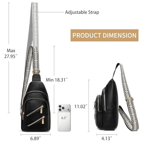 SENDEFN Crossbody Bags for Women Sling Bag Vegan Leather Chest Bag Fanny Pack with Adjustable Guitar Strap for Travel — view 4