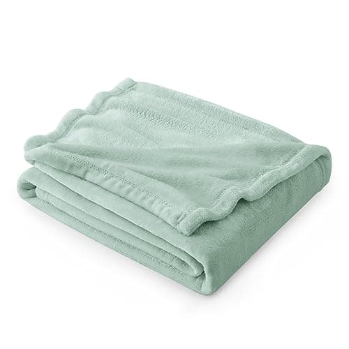 Bedsure Fleece Throw Blanket for Sofa - Flannel, Sage Green, 130x150 cm