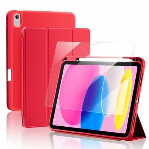 ProCase Smart Case+Screen Protector for iPad (A16) 11/10th Gen, Red