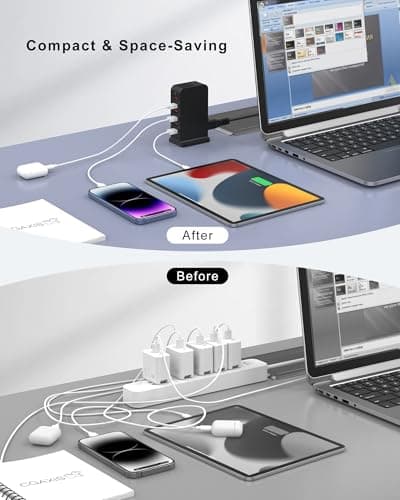 Qurzou Multi USB Charger,50W USB Tower Charging Station,Charger Plug with 6 Ports for iPhone 15/15 Pro/15 Pro Max/iPhone 14/14 Pro/14 Pro Max/13 Pro/13 Pro Max,Samsung,iPad,etc(black) — view 5