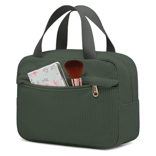 Aucuu Corduroy Toiletry Bag, Toiletry Bags for Women, Travel Wash Bag, Multifunctional Travel Makeup Bags with Handle, Portable Corduroy Cosmetic B-ag, Cosmetic B-ag for Women Girls