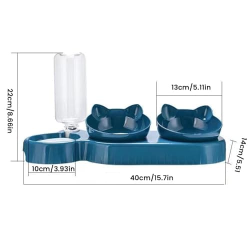 3-In-1 Cat Food and Water Bowl Set, Raised Cat Bowls With Stand, Double Cat Bowls with Water Dispenser for Pet, Food and Water Feeder for Small Medium Dogs Cats (Pink) — view 5