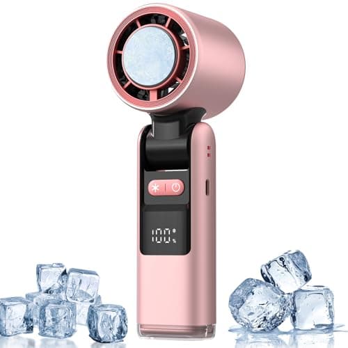 LYMYBETY Portable Handheld Fan, High-Speed Turbo Mini Fan with 4000mAh Battery LED Display, 100 Adjustable Speed, USB Rechargeable Foldable Personal Fan for Home Office Travel Outdoor (Pink, K801)