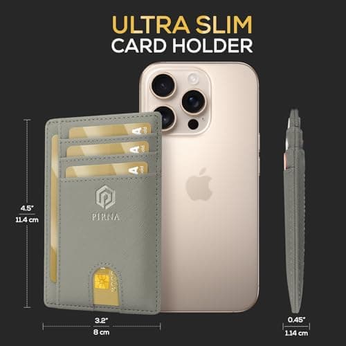PIRNA Slim Wallet for Men | RFID Blocking Minimalist Credit Card Holder – Thin Card Wallet with Small Money Pocket & Gift Box for Men's in UK, Slim Mens Wallets UK (Silver Grey) — view 5