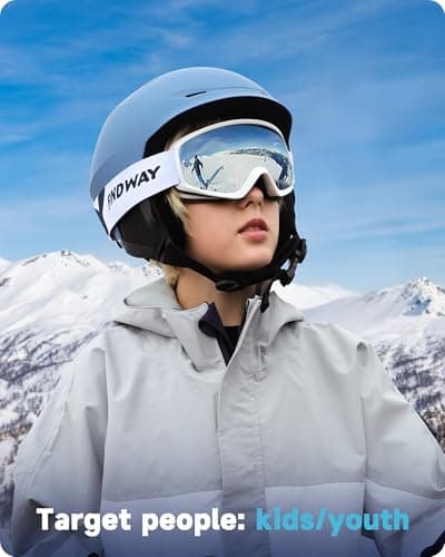 Findway Kids Ski Goggles,Skiing Goggles Snow for Boys Girls Childrens Junior Childs,OTG Over Glasses Anti Fog,100% UV Protection,Helmet Compatible,Classic Silver — view 3
