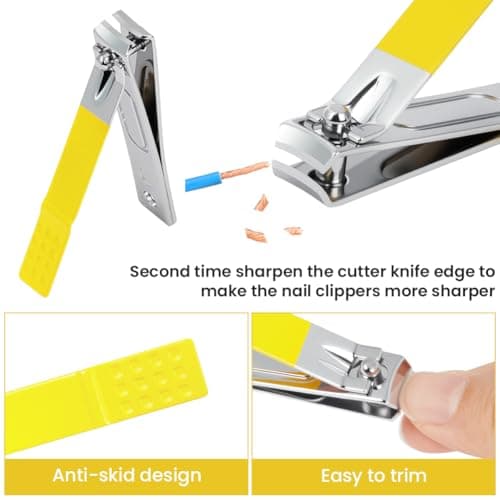LOPHE Professional Manicure Set, 16pcs Portable Nail Clippers & Eyebrow Grooming Kit, Stainless Steel Nail Care Tools with Luxurious Leather Case for Travel & Home(yellow) — view 4