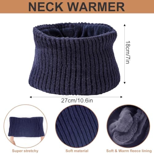 wokdsbl 4Pcs Mens Hat Scarf Gloves Set with Socks Navy Blue — view 3