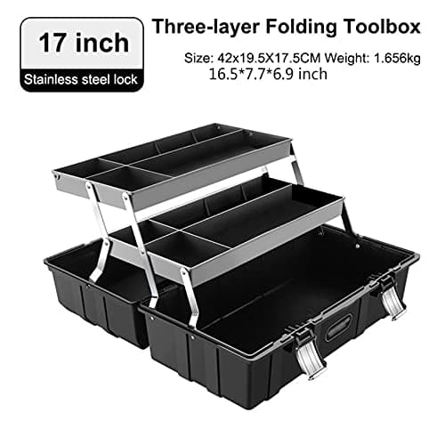 Tool Box Suitcase Tool Box Professional 3-layer Folding Toolbox Kit Case Hardware Repair Garage Plastic Material Glossy Home Storage Tool Case (Color : 17 Inch) — view 2