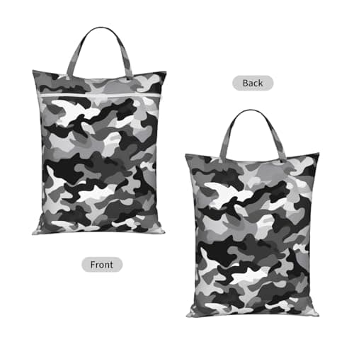 Black Grey White Camo Travel Laundry Bag With Handle, 1 Pc Large Waterproof Dirty Clothes Bags With Zipper, Foldable Swimsuit Workout Bag Washable Wet Clothes Storage Organizer For Dorm — view 2
