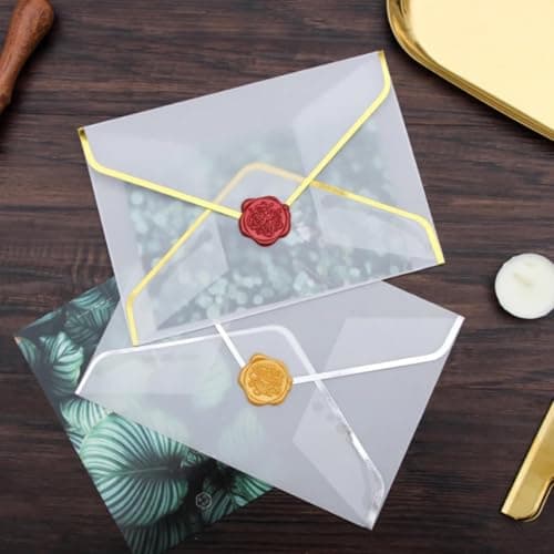 Envelopes for Gift Cards,10Pcs 17.5x12.5cm Transparent Envelope Hot Stamping Printing Paper Letter Wedding Invitation Gift Packing Envelope Silver — view 2