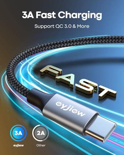 eyjiew USB C Charger Cable 0.5M 5Pack, 50CM Short USB to USB C Cable — view 2