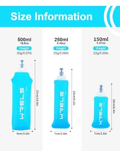 WRELS Folding Soft Flask Portable Collapsible Running Lightweight Water Bottle for Outdoor Sports,Travel with Mouthpeice Cover(250ml-2 Packs) — view 5