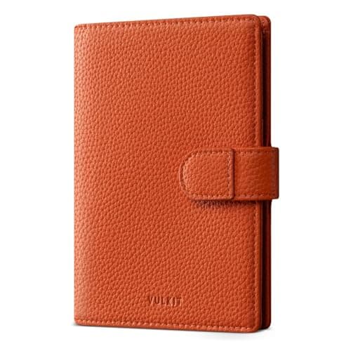 VULKIT Leather Passport Wallet for 2 Passports Slim Double Passport Holder RFID Blocking Passport Travel Wallet with ID Window for Women