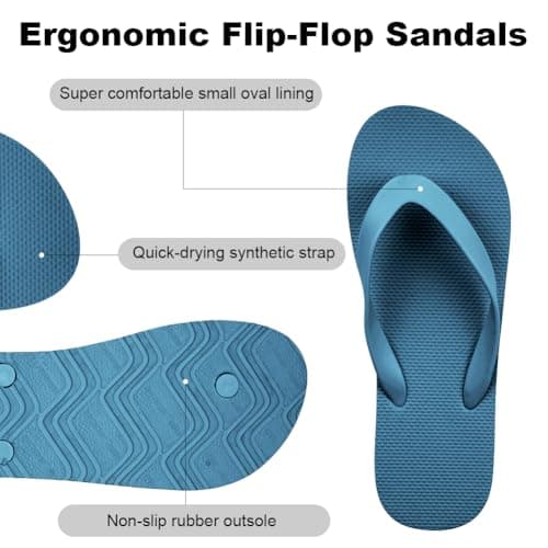 Aomig Unisex Flip Flops Ladies Girl Men Flatform Beach Flip-Flop Slim Rubber Flip Flops Women's Yoga Mat Comfortable Beach Platform Sandals Slip-Resistant Flat Flip Flops(Lake Green-UK Size-7-8) — view 6