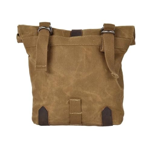 NOKRGQW Motorcycle Saddle Bag Satchel Vintage Motorcycle Side Waterproof Oil Wax Canvas Hanging for Small E-Bike Hanging Toolkit(Khaki) — view 4