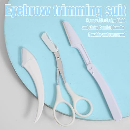 Guduling 6-Pack Brow Scissors,Eyebrow Scissors for Women,White Eyebrow Scissor,Eyebrows Trimmer Women Eyebrows Razor, with Comb,for Womens & Girls, Safe Precision Grooming Kit — view 2