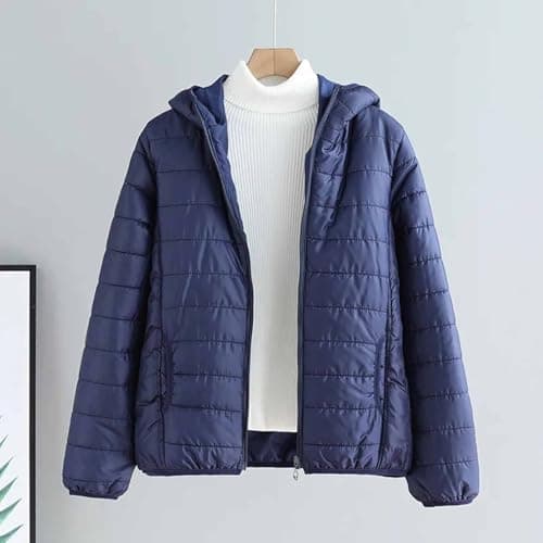 Mrat Women's Lightweight Puffer Jacket, Warm Packable Quilted Down Coat with Hood, Transitional Padded Winter Jacket for Ladies, Pockets, Windproof Outdoor Zip Up Jackets,Solid Ski Hiking Travel M-3XL — view 3