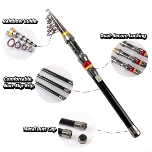 Telescopic Fishing Rod 1.8m Ultra-Light Carbon Fibre Pole with SIC Guides for Travel Freshwater Bass Trout Stalking(1.8) — view 4