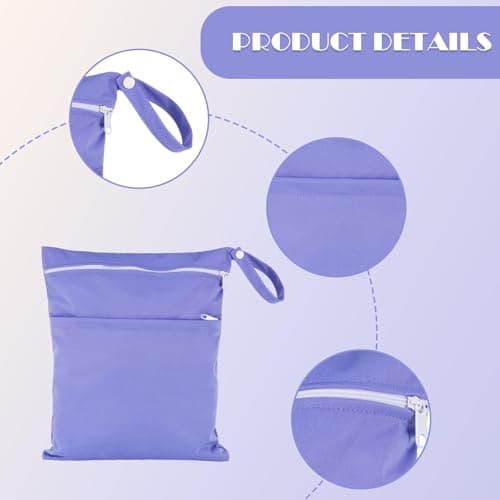 ZPLASK Wet Bag, Wet Clothes Bag, Waterproof Reusable Portable Small Wet Bag, Washable Wet Bags for Swimming Camping Travel Gym Pool Beach for Storage Dry Or Wet Clothes 14.1X11.6 Inch (Purple) — view 3