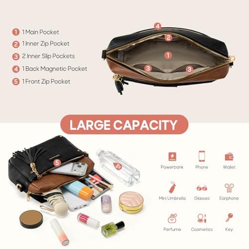 RAINSMORE Crossbody Bag for Women Small Handbags with Anti Theft Zipper — view 3