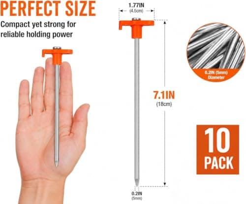 RICKUNCL 10 Pack Tent Pegs Metal Heavy Duty — view 2