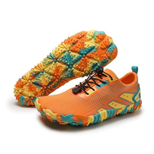 Barefoot Shoes Mens Womens Wide Toe Trail Running Trainers Lightweight Comfortable Workout Shoes for Hiking Fitness Walking Unisex,Orange 10UK — view 2