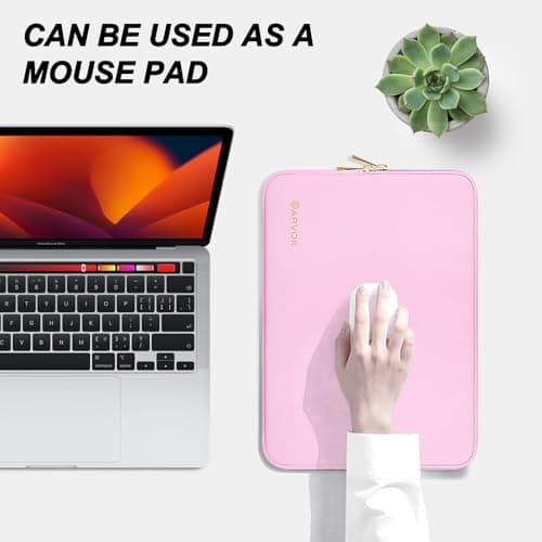 ARVOK 13 13.3 inch Laptop Sleeve Case,Waterproof Laptop Notebook Cover for MacBook Air MacBook Pro 13 14 inch, Computer Carrying Bag for HP ThinkPad Dell Lenovo Asus Acer MSI, Pink — view 5