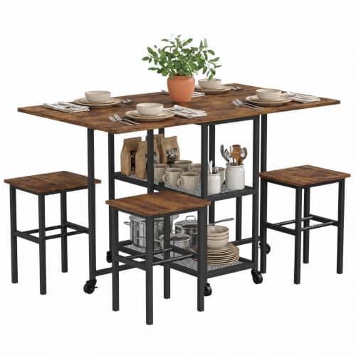 Mondeer Folding Space-Saving Dining Table and Chairs Set 4