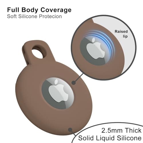 Svanove for Airtag Keychain Airtag Holder Key Ring, Siliocne Airtag Case Air Tag Cover, Cute Airtag Accessories for Kid, Luggage, Cat Dog Collar, Car, Compatible with Apple Airtag 2021, Brown Fall — view 5