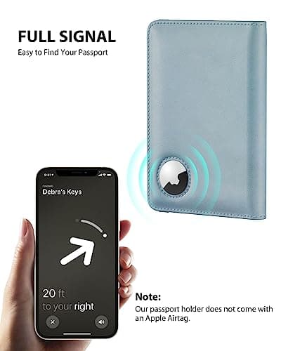 Stouchi Passport Holder Airtag Wallet UK Passport Cover Protector PU Leather Travel Wallet Case Organiser Document Holder for Men&Women Passport,Business Cards,Boarding Passe(Azure) — view 2