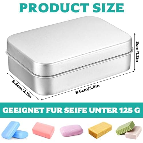 Tenbrachian 2 Pcs Travel Soap Cases, 150 ML Aluminum Soap Box, Soap Travel Case, Metal Soap Box, Soap Container, Leakproof Soap Dish Holder, Soap Tin with Draining & Lid(Rectangular) — view 2