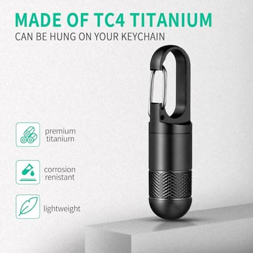Large Weekly Pill Organizer,TISUR Titanium Keychain Pill Holder Travel Box Case Multitool EDC Every Day Carry for Men (Black -1.1inch) — view 2